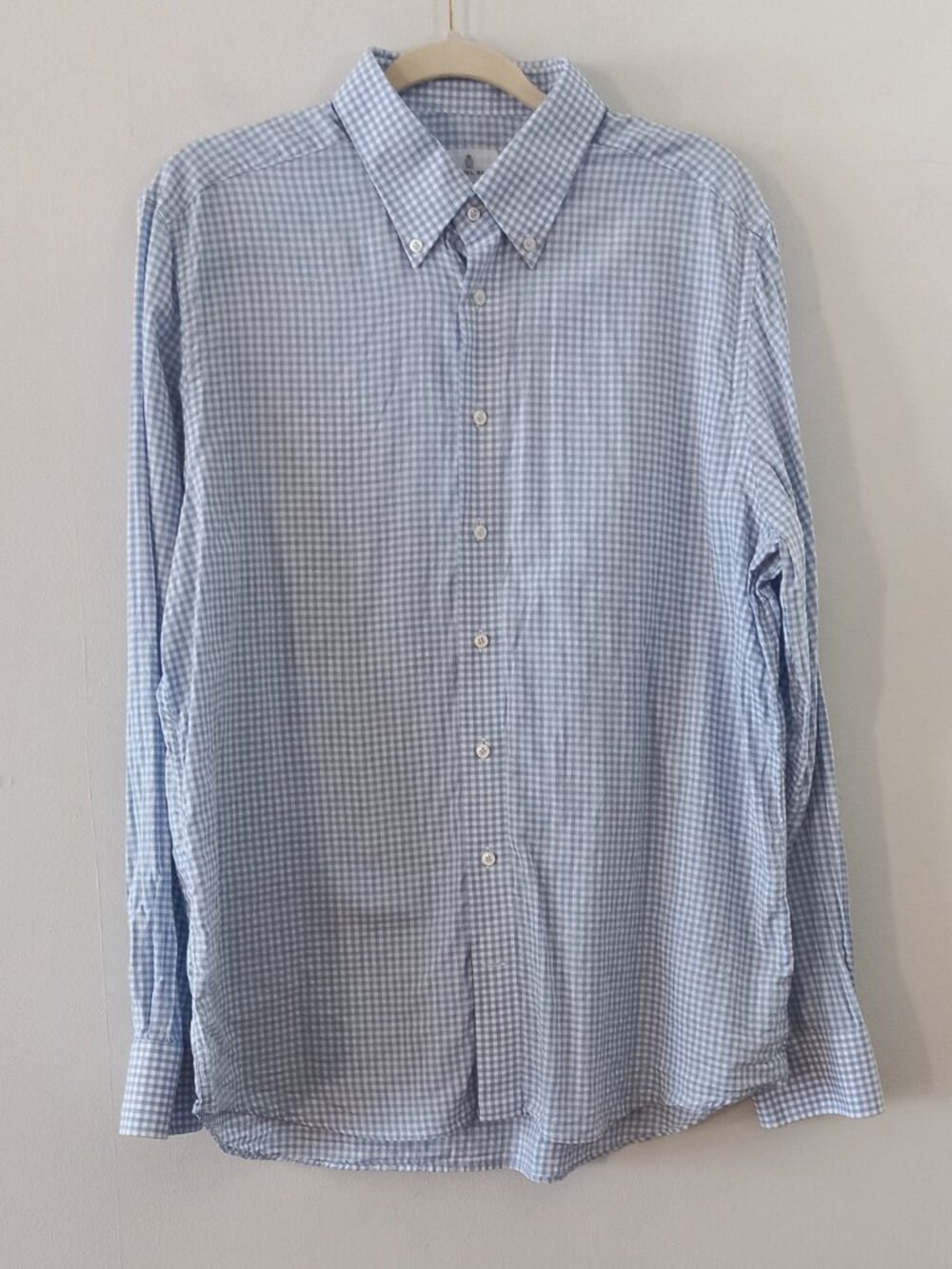 EMMANUEL BERG modern fit blue check shirt